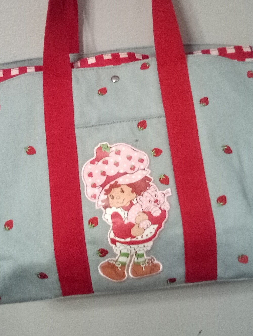 Big Denim Strawberry Shortcake Duffle Bag